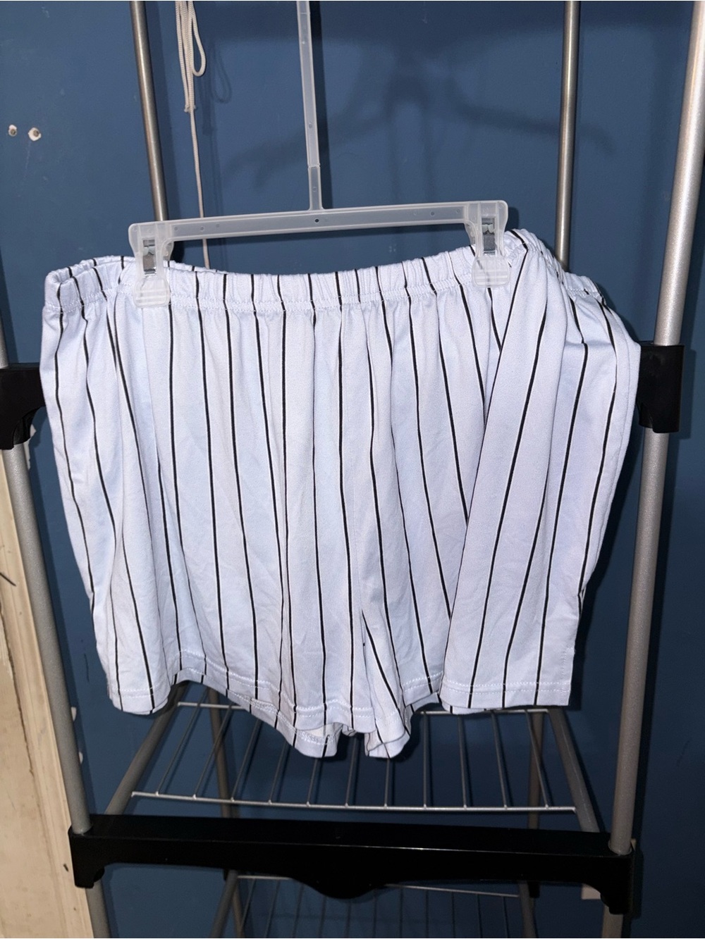 Women's White Pinstripe Cotton Sleep Shorts